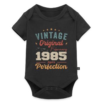 Born in February 1985 vintage 1985 birthday - Baby Premium short-sleeve bodysuit - black - Front
