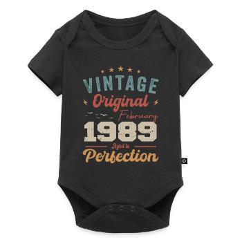 Born in February 1989 vintage 1989 birthday - Baby Premium short-sleeve bodysuit - black - Front