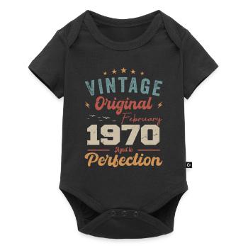 Born in February 1970 vintage 1970 birthday - Baby Premium short-sleeve bodysuit - black - Front