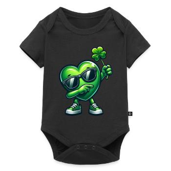 Coeur de la Saint-Patrick trèfle irlandais - Body à manches courtes Premium Bébé - noir - Devant