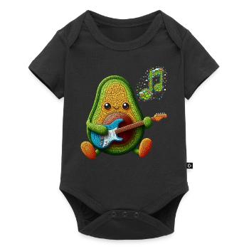 FLAVOR AND MUSIC, AVOCADO PLAYING ELECTRIC GUITAR - Baby Premium short-sleeve bodysuit - black - Front