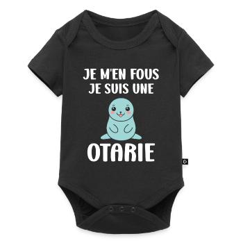Animal mignon humour otarie - Body à manches courtes Premium Bébé - noir - Devant