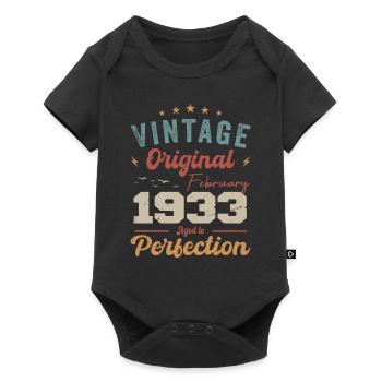 Né en février 1933 millésime 1933 anniversaire - Body à manches courtes Premium Bébé - noir - Devant