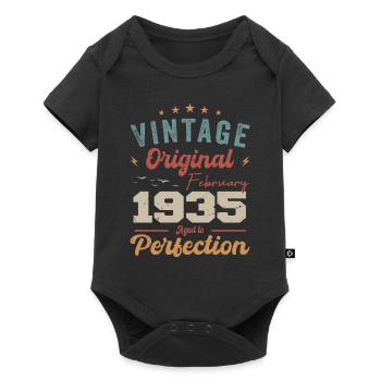 Born in February 1935 vintage 1935 birthday - Baby Premium short-sleeve bodysuit - black - Front