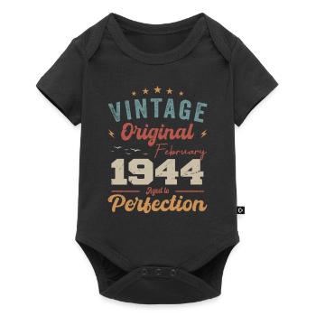 Né en février 1944 millésime 1944 anniversaire - Body à manches courtes Premium Bébé - noir - Devant