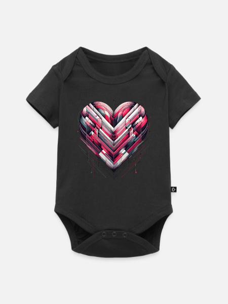 Futuristisches Herz - Baby Premium Kurzarmbody - Schwarz