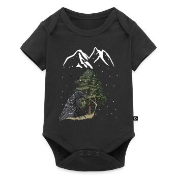 mountains, mountains, mountains, winter, snow, raven, crow, bird - Baby Premium short-sleeve bodysuit - black - Front