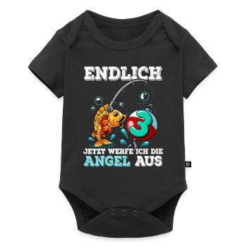 3 Birthday Angler Fishing - Baby Premium short-sleeve bodysuit - black - Front