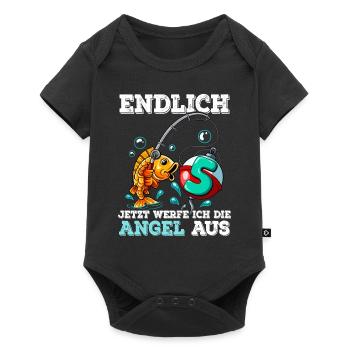 5 Birthday Angler Fishing - Baby Premium short-sleeve bodysuit - black - Front