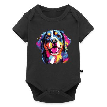 Aquarelle colorée Entlebucher Mountain Dog - Body à manches courtes Premium Bébé - noir - Devant