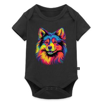 Watercolor Colorful Finnish Lapphund - Baby Premium short-sleeve bodysuit - black - Front