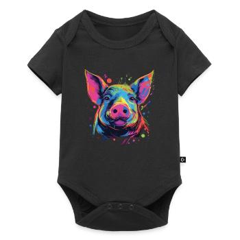Watercolor Colorful Pig Colorful Animals - Baby Premium short-sleeve bodysuit - black - Front