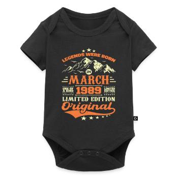 Cadeau D'anniversaire Nées En Mars 1989 Vintage - Body à manches courtes Premium Bébé - noir - Devant
