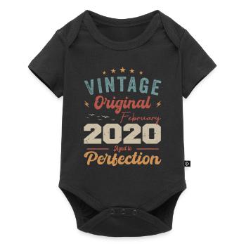 Né en février 2020 anniversaire millésime 2020 - Body à manches courtes Premium Bébé - noir - Devant
