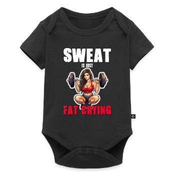 Lustige Katze Workout Sweat Is Just Fat Crying - Baby Premium Kurzarmbody - Schwarz - Vorne