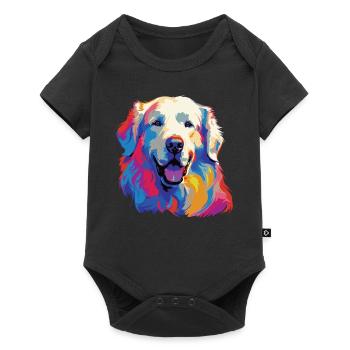 Aquarelle colorée Kuvasz - Body à manches courtes Premium Bébé - noir - Devant