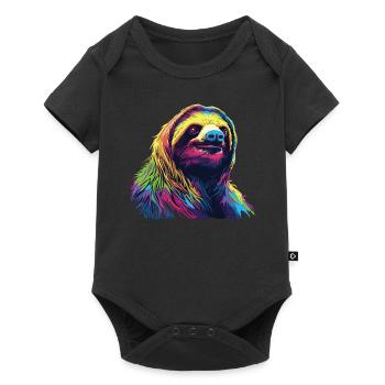 Watercolor Colorful Sloth Colorful Animals - Baby Premium short-sleeve bodysuit - black - Front