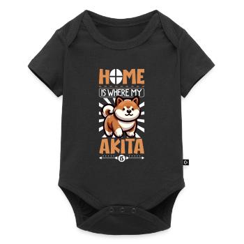 Zuhause - Akita - Baby Premium Kurzarmbody - Schwarz - Vorne