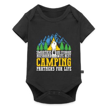 Mari Et Femme Camping Partenaire Couple Assorti - Body à manches courtes Premium Bébé - noir - Devant