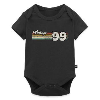 Rétro Anniversaire Né En 1999 Slogan Phrase Citation - Body à manches courtes Premium Bébé - noir - Devant