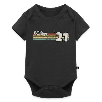 Rétro Anniversaire Né En 2021 Slogan Phrase Citation - Body à manches courtes Premium Bébé - noir - Devant