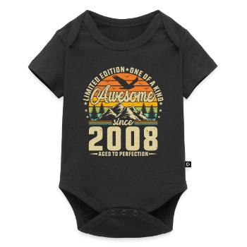 Vintage Legend 2008 - Retro Birthday Gift - Baby Premium Kurzarmbody - Schwarz - Vorne