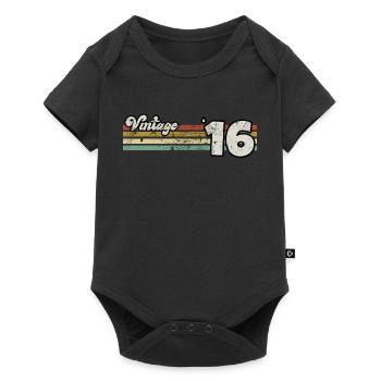 Rétro Anniversaire Né En 2016 Slogan Phrase Citation - Body à manches courtes Premium Bébé - noir - Devant