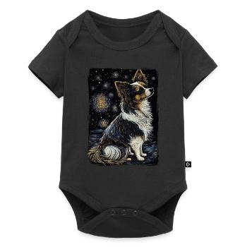 Papillon Chien Nuit Étoilée - Body à manches courtes Premium Bébé - noir - Devant