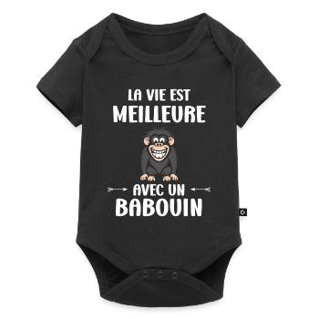 Humour petit singe babouin - Body à manches courtes Premium Bébé - noir - Devant