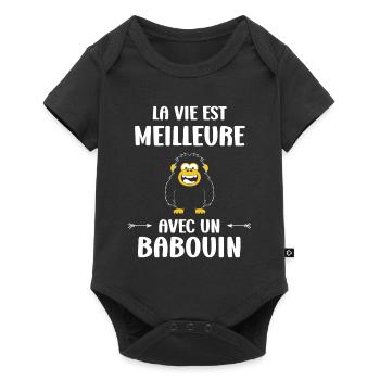 Humour petit singe babouin - Body à manches courtes Premium Bébé - noir - Devant