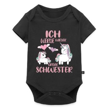 Soon again big sister announce unicorns - Baby Premium short-sleeve bodysuit - black - Front