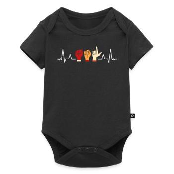 Retro ASL Sign Language Funny Heartbeat - Baby Premium Kurzarmbody - Schwarz - Vorne