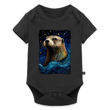 Loutre Nuit étoilée - Body à manches courtes Premium Bébé - noir - Devant