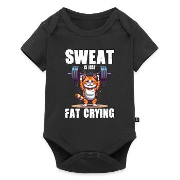 Lustige Katze Workout Sweat Is Just Fat Crying - Baby Premium Kurzarmbody - Schwarz - Vorne
