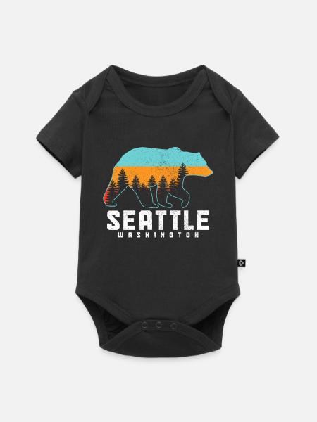 Seattle Washington Souvenir Geschenk - Baby Premium Kurzarmbody - Schwarz