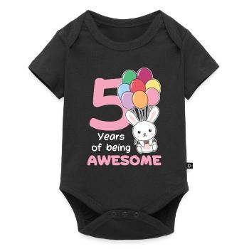 Hase zum 5. Geburtstag Kinder fünf Jahre alt - Baby Premium Kurzarmbody - Schwarz - Vorne