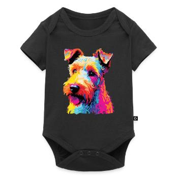 Aquarelle colorée Lakeland Terrier - Body à manches courtes Premium Bébé - noir - Devant
