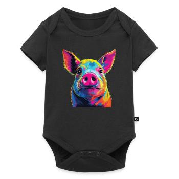 Watercolor Colorful Pig Colorful Animals - Baby Premium short-sleeve bodysuit - black - Front