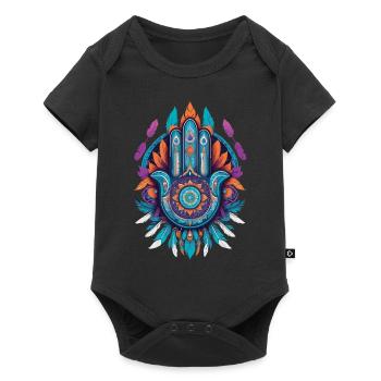 Hamsa Hand Mandala Bohemian Chic - Baby Premium short-sleeve bodysuit - black - Front