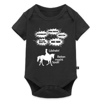 Reiten macht Spaß! Reitlehrer Kommandos - Baby Premium Kurzarmbody - Schwarz - Vorne