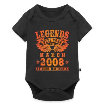 Legends were born in März 2008 Geburtstag - Baby Premium Kurzarmbody - Schwarz - Vorne