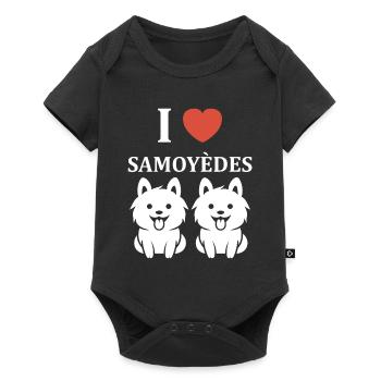 Humour Chien Samoyède - Body à manches courtes Premium Bébé - noir - Devant