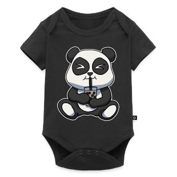 Anime Kawaii Bubble Tea Drinking Panda Bear - Baby Premium short-sleeve bodysuit - black - Front
