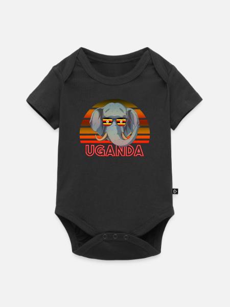 Uganda - Baby Premium Kurzarmbody - Schwarz
