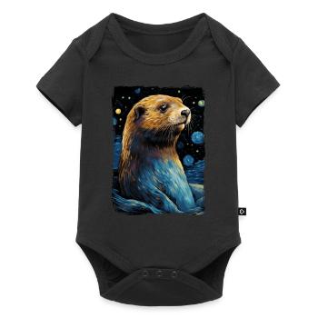 Loutre Nuit étoilée - Body à manches courtes Premium Bébé - noir - Devant