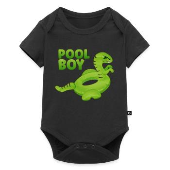 Pool Boy Dinosaurier Floatie Schwimmbad - Baby Premium Kurzarmbody - Schwarz - Vorne