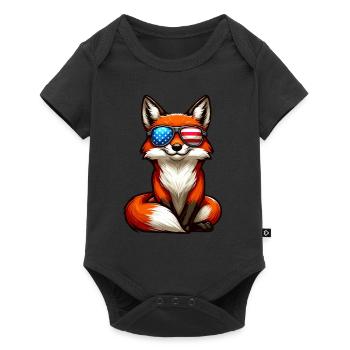Fuchs Amerika Unabhängigkeitstag Stars and Stripes - Baby Premium Kurzarmbody - Schwarz - Vorne