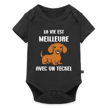 Humour chien teckel - Body à manches courtes Premium Bébé - noir - Devant