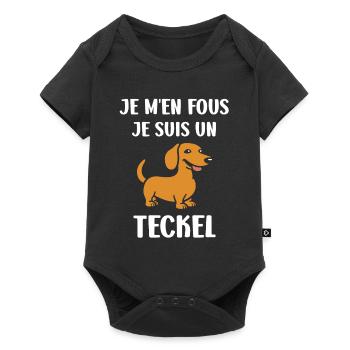 Humour chien teckel - Body à manches courtes Premium Bébé - noir - Devant