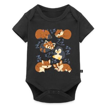 Sleeping animals: capybara, fox, corgi, otter - Baby Premium short-sleeve bodysuit - black - Front